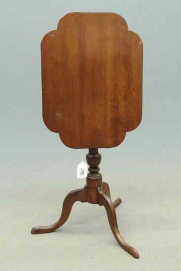 Appraisal: C - cherry shaped tilt top snake leg candlestands Top