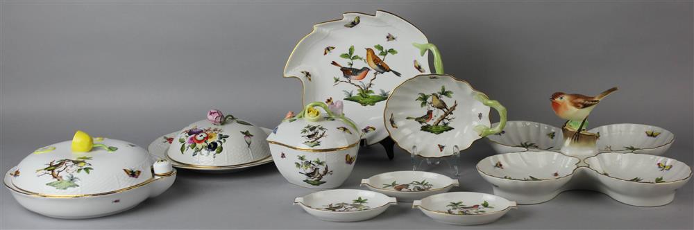 Appraisal: GROUP OF EIGHT HEREND 'ROTHSCHILD BIRD' PATTERN TABLEWARES AND ONE