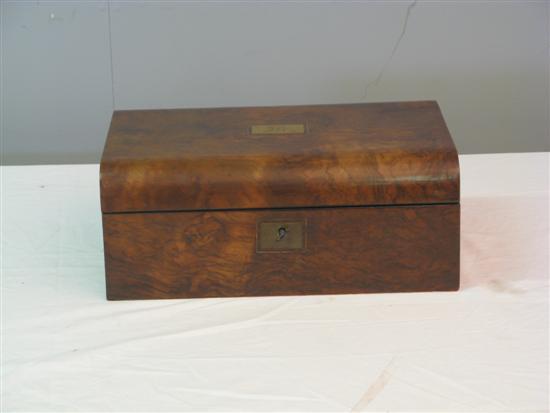 Appraisal: th Century walnut writing box the interior with red leather