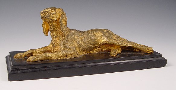 Appraisal: DORE BRONZE SCULPTURE OF A SETTER AT REST '' x