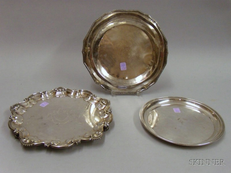 Appraisal: Three Salvers two silver plated and one sterling silver