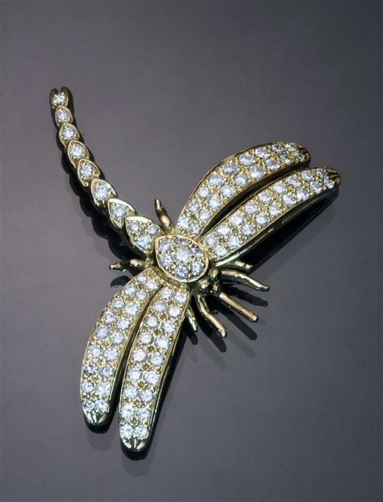 Appraisal: Lot Property of Various Owners -Karat Yellow-Gold and Diamond 'Dragonfly'