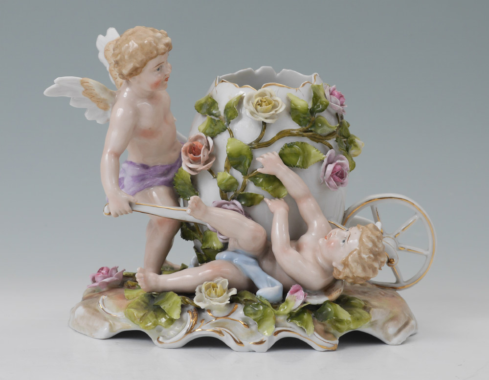 Appraisal: SHIERHOLZ GERMAN PORCELAIN FIGURAL GROUP Figural group of winged cherubs