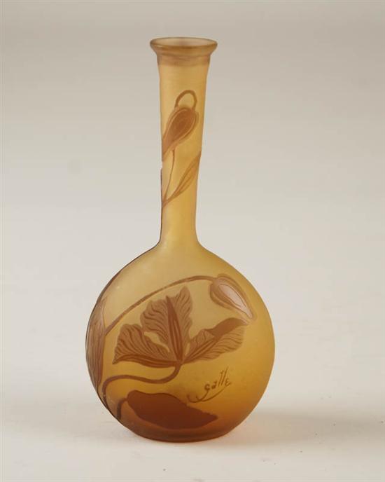 Appraisal: A Galle Cameo Glass Bud Vase having a mauve floral