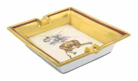 Appraisal: An Hermes Porcelain Hand Painted Gilt Ashtray