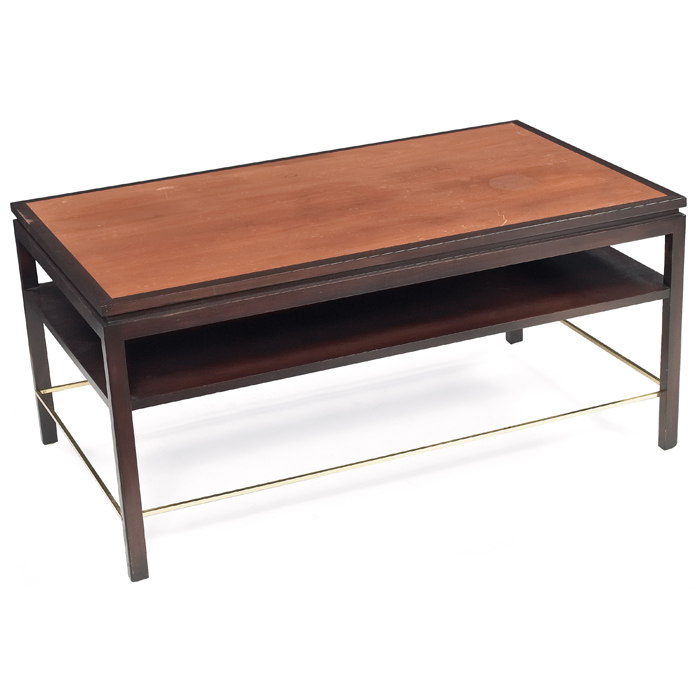 Appraisal: Edward Wormley coffee table by Dunbar light and dark mahoganytop