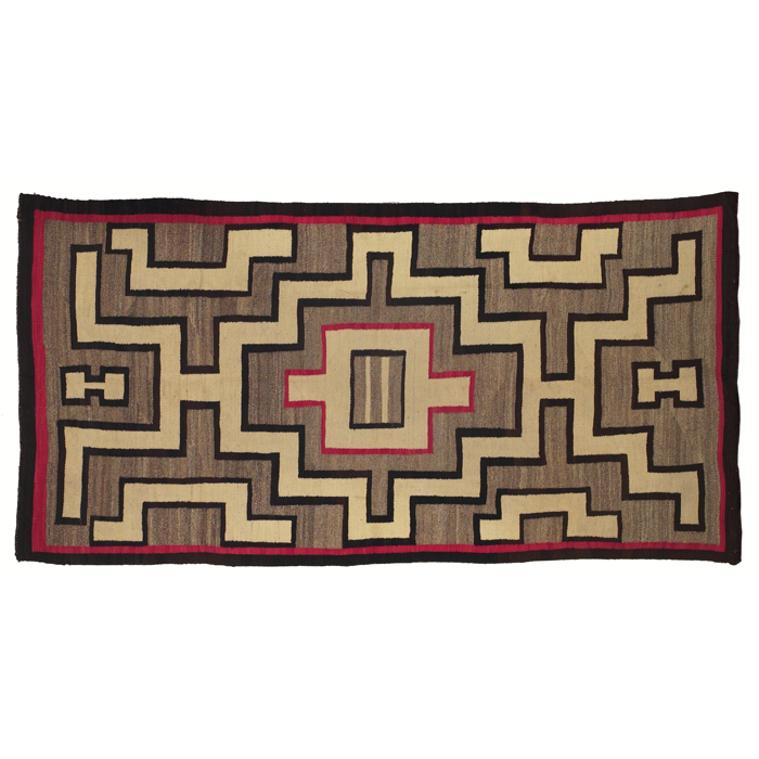 Appraisal: Navajo rug c geometric pattern in red brown and cream