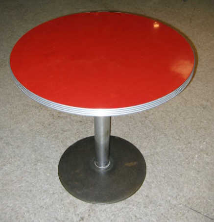 Appraisal: ART DECO CIRCULAR TABLE on chrome pedestal base with red