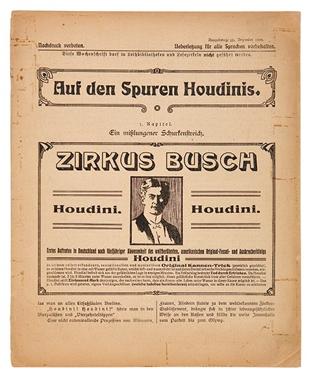 Appraisal: HOUDINI HARRY Aus den Spuren Houdinis Zirkus Busch pages to