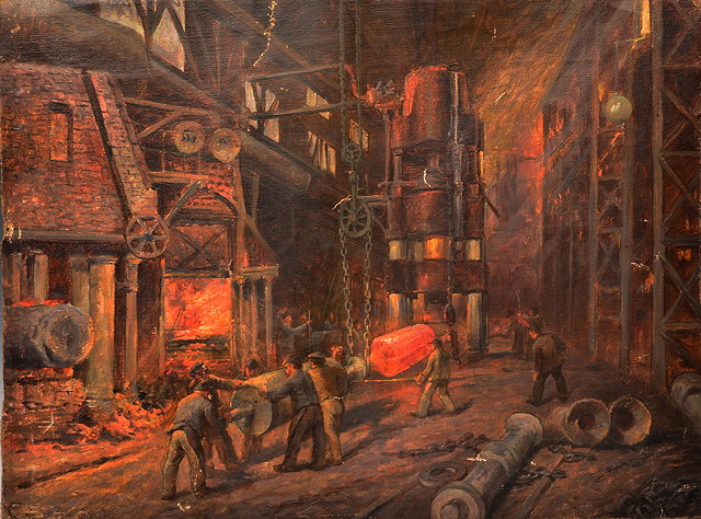 Appraisal: EARLY TH CENTURY ENGLISH SCHOOLAn interior of an Iron Foundry