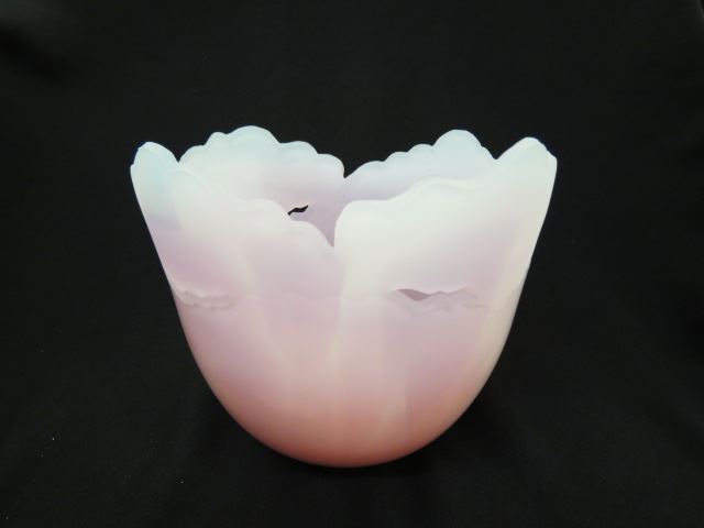 Appraisal: Jim Connie Grant Studio Art Glass Bowl opaline style pink