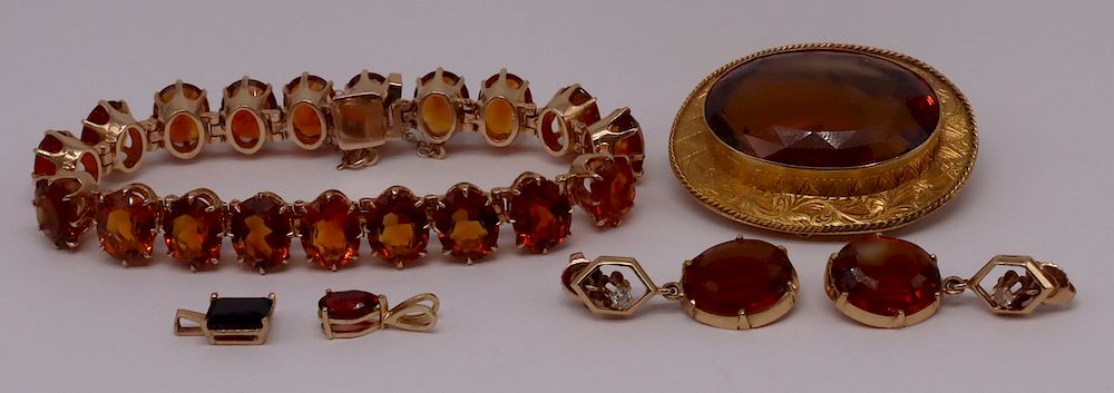 Appraisal: JEWELRY Gold and Colored Gem Jewelry Grouping Includes a petite