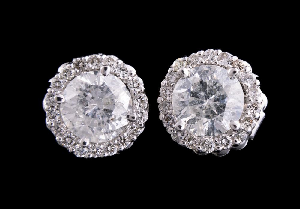 Appraisal: Pair of kt White Gold and Diamond Stud Earrings central