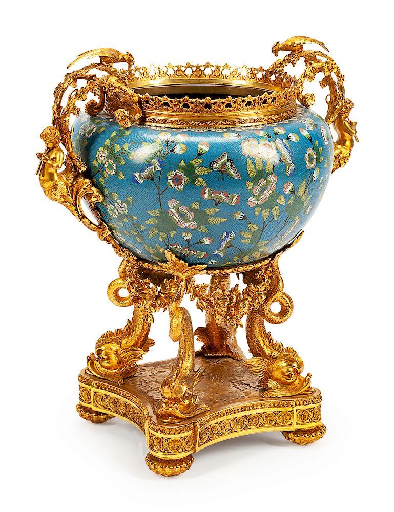 Appraisal: A Louis XV Style Gilt Bronze Mounted Cloisonne Jardiniere A