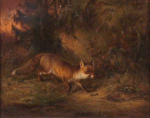 Appraisal: Carl Friedrich Ockert German - A fox in the woods