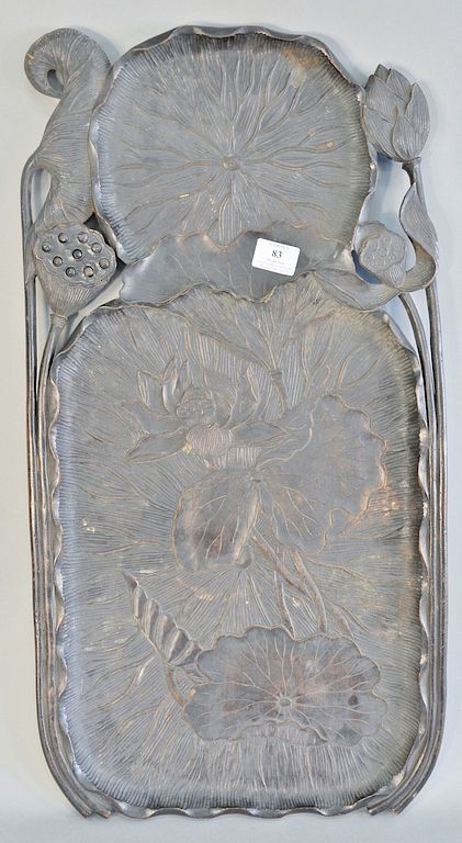 Appraisal: Floral carved serving tray with movable carved flower buds x