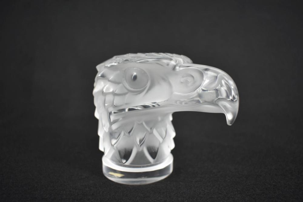 Appraisal: LARGE LALIQUE COLORLESS GLASS EAGLE HEAD MASCOTModern Signed Lalique France