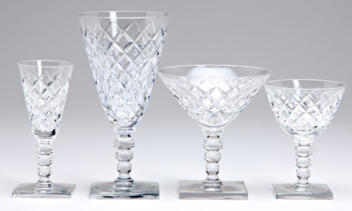 Appraisal: HAWKES CRYSTAL Delft Diamond pattern sixty pieces seventeen water goblets