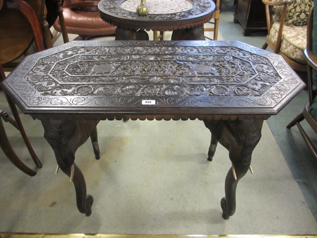 Appraisal: Burmese carved rectangular elephant table