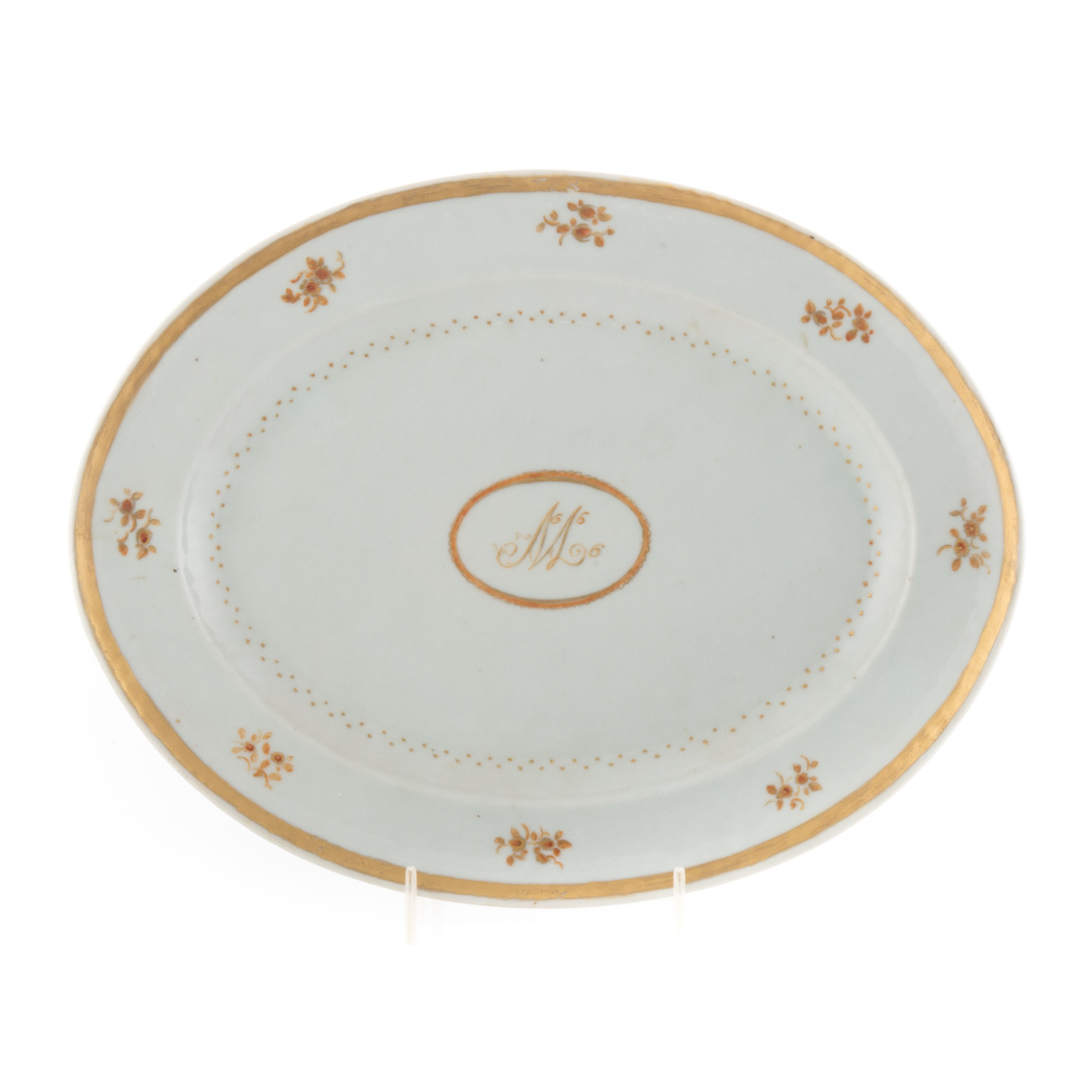 Appraisal: Chinese Export armorial platter circa with gilt floral decoration monogrammed