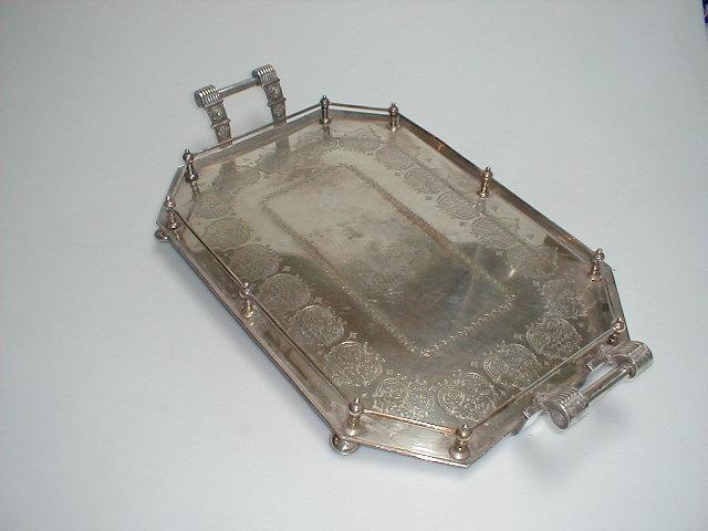 Appraisal: An electroplate gallery tray by Walker Hall of rectangular canted