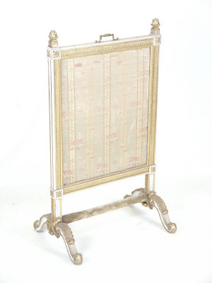 Appraisal: A white painted and parcel gilt fire screen th century