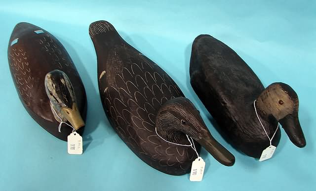 Appraisal: Group of flat bottom Gunning-style Black Ducks - marked Cranmer