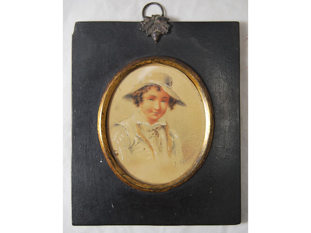 Appraisal: John Hammond Jones fl - miniature portrait sketch heightened with