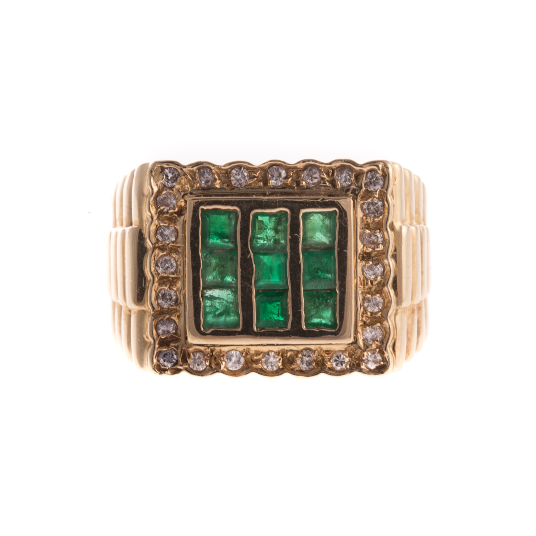 Appraisal: A Lady's Emerald Diamond Ring in K Gold K yellow