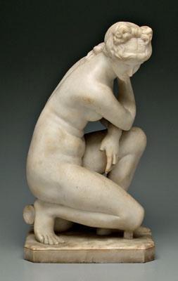 Appraisal: Pietro Bazzanti alabaster sculpture Italian - crouching female classical nude