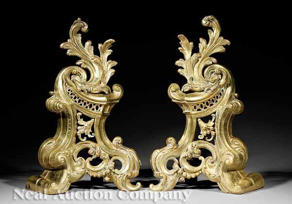 Appraisal: A Pair of Antique French Polished Brass Andirons in the