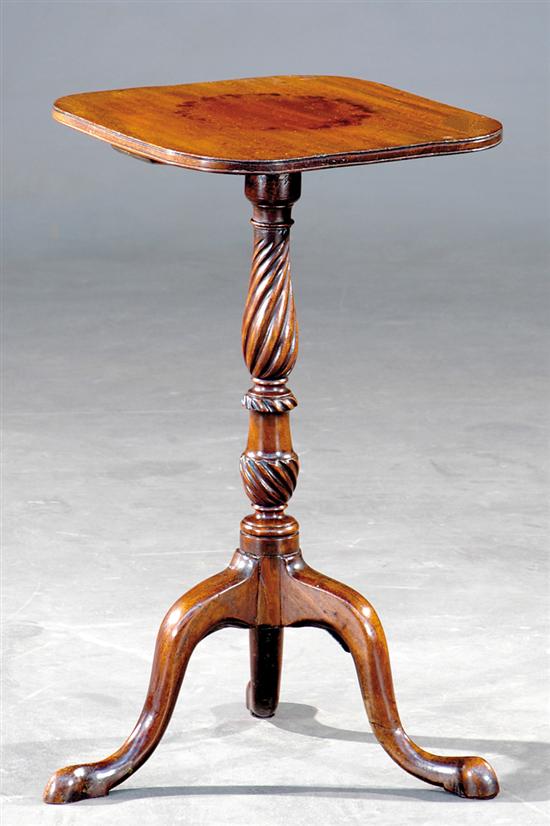 Appraisal: George III mahogany candlestand early th century square top with