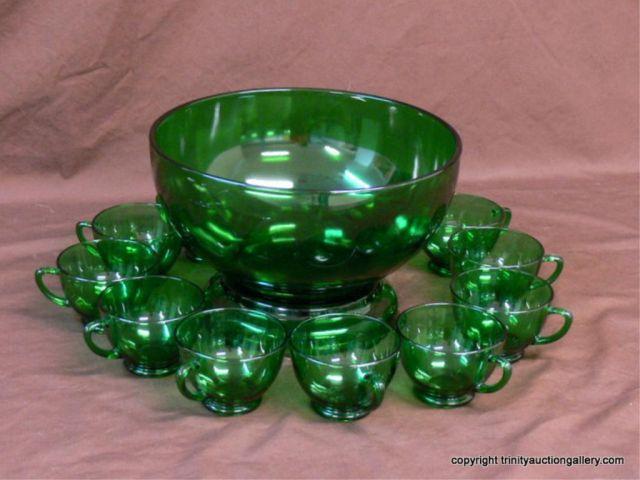 Appraisal: Vintage Forrest Green Anchor Hocking Punch Set - Includes Punch