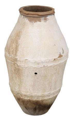 Appraisal: Large terracotta olive jar rolled rim over ovoid banded body