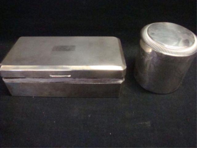 Appraisal: Sterling Lidded Box Plate Lidded Jar Box bears English Sterling