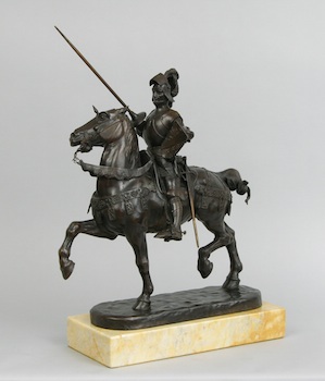 Appraisal: Daniel Joseph Bacque French - Knight on a horse Bronze