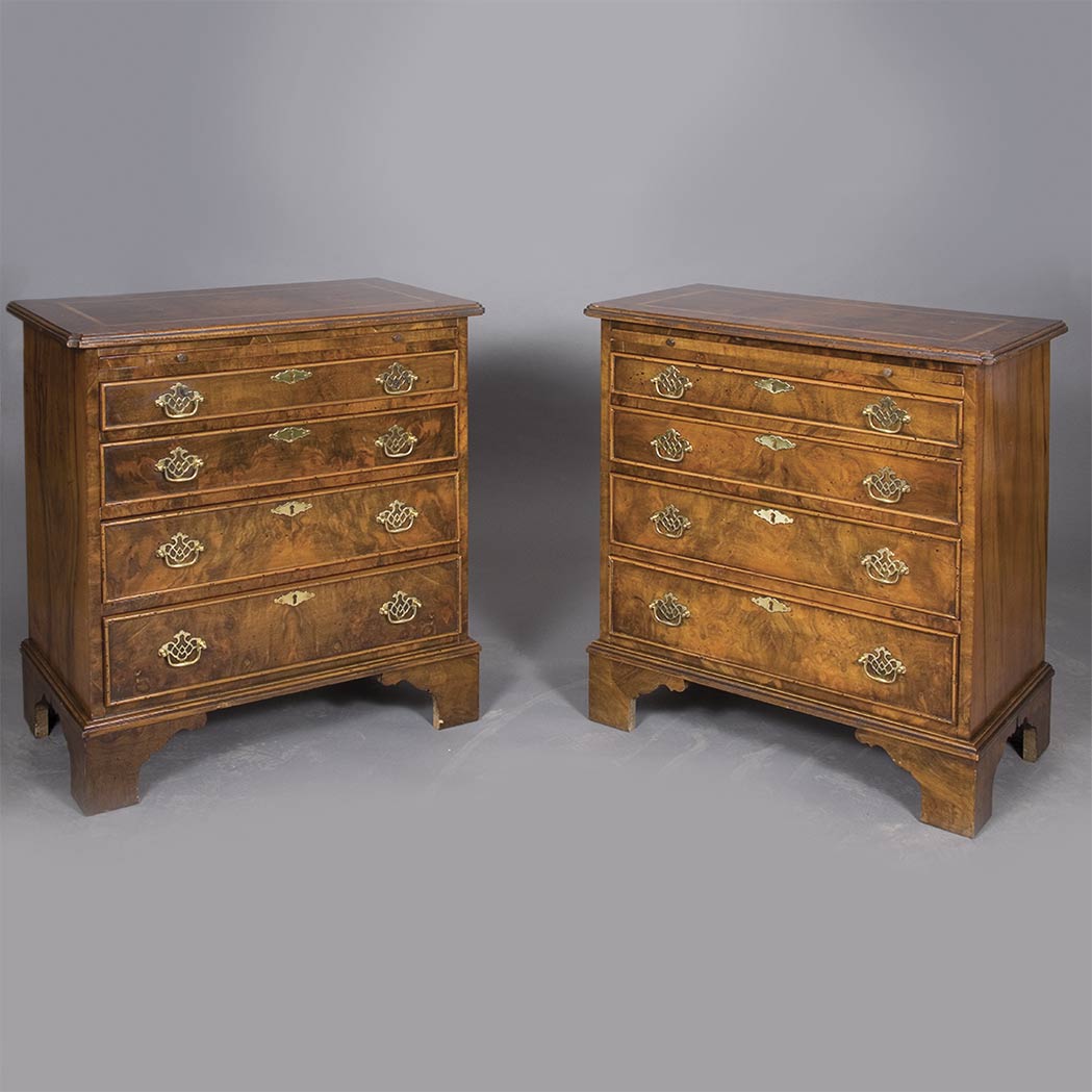 Appraisal: Pair of George III Style Inlaid Figured Mahogany Bachelor's Chests