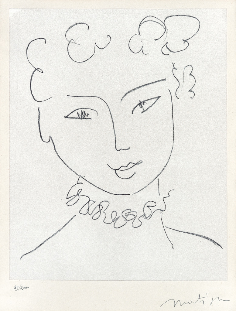 Appraisal: HENRI MATISSE Madame Pompadour Lithograph on Chine appliqu x mm