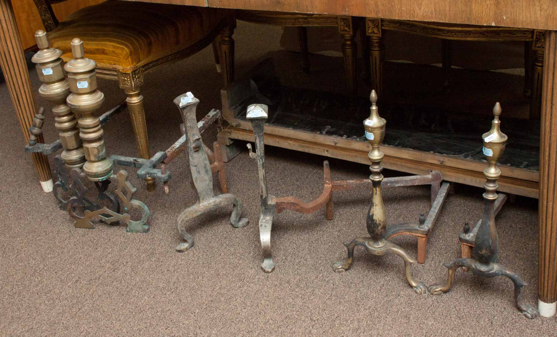 Appraisal: Three pairs of andirons