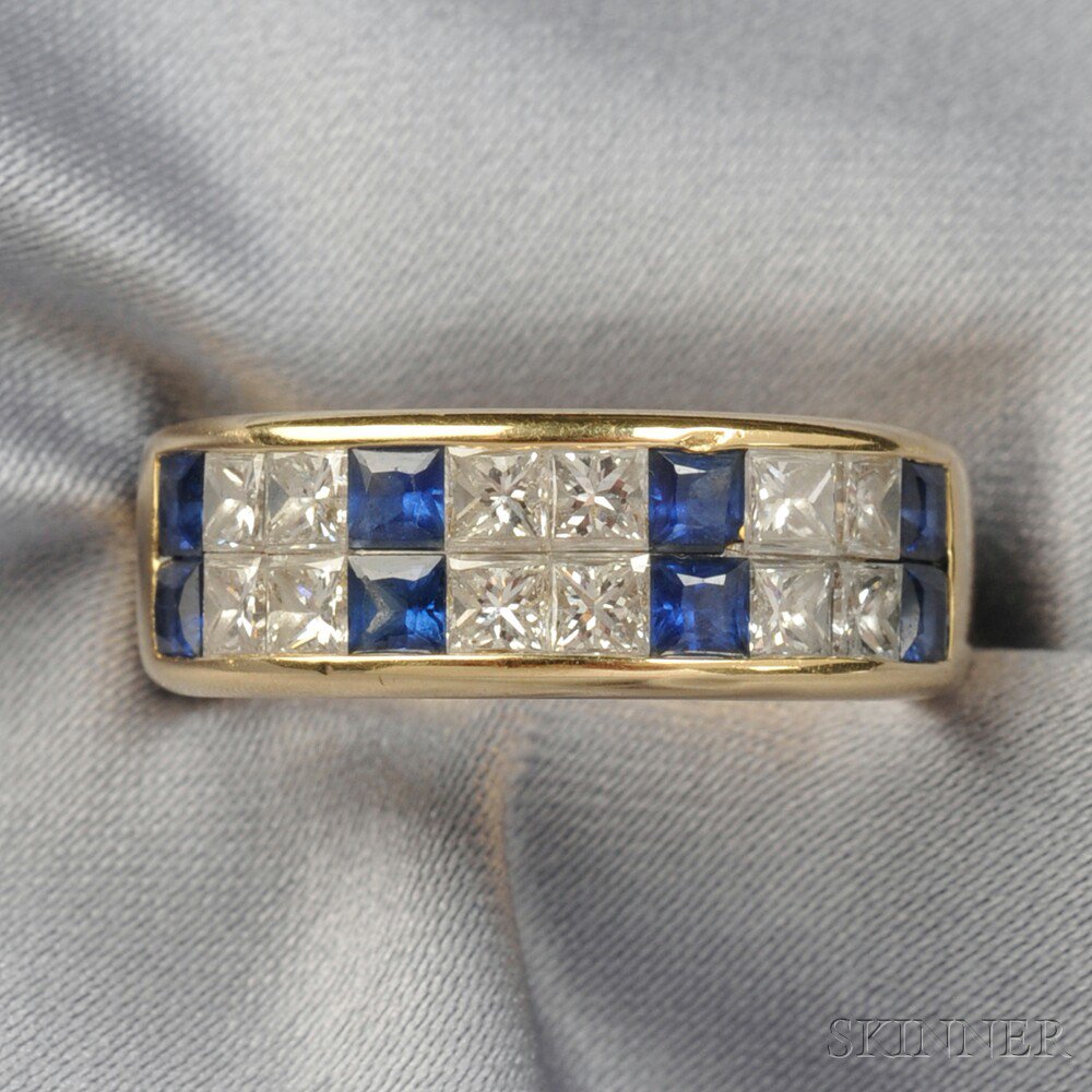 Appraisal: kt Gold Sapphire and Diamond Band Christopher Designs channel-set with