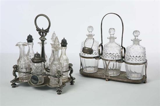 Appraisal: DECANTER AND CASTER SET Three cut glass decanters and eight