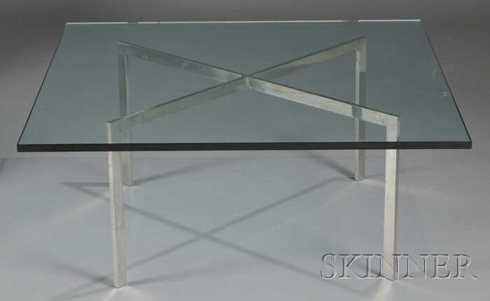 Appraisal: Mies Van Der Rohe Barcelona Table Glass and stainless steel