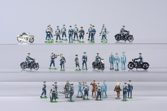 Appraisal: Lot of figures including motorcycles representing Royal Air Force mostly