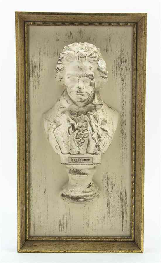 Appraisal: A Plaster Plaque depicting the bust of Beethoven set in