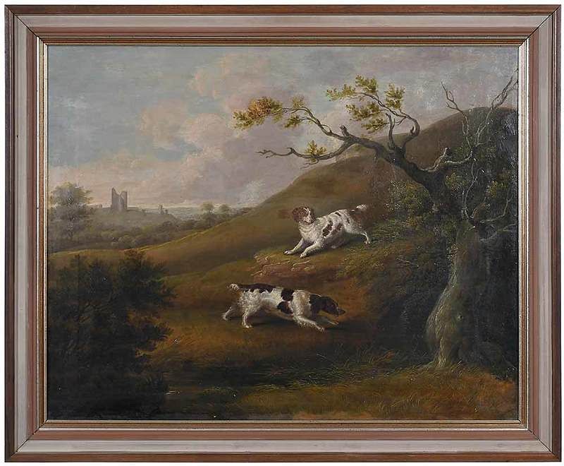 Appraisal: British School th century Two Spaniels Flushing Game indistinctly signed