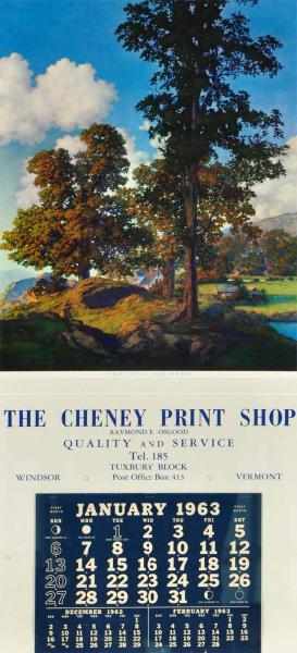 Appraisal: Cheney Print Shop Calendar Description Matted and framed under glass