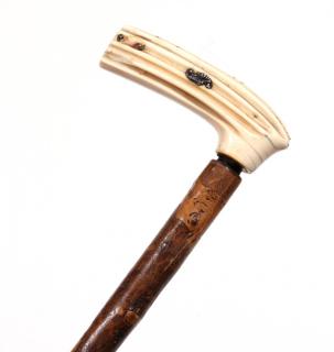 Appraisal: A TH CENTURY CANE WITH IVORY HANDLE The ivory handle