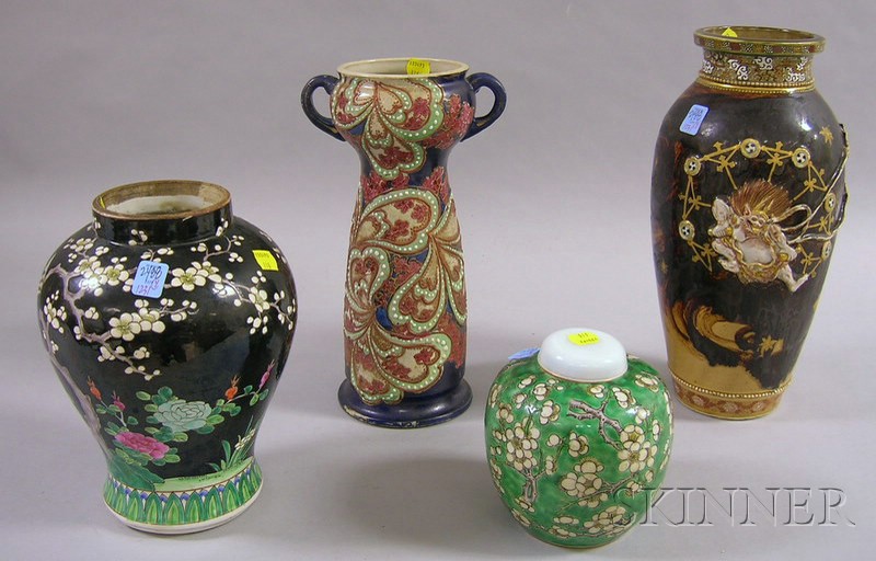 Appraisal: Chinese Export Porcelain Jar and Vase and Two Japanese Satsuma-type