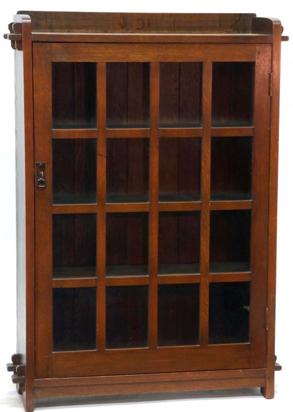 Appraisal: L JG Stickley bookcase Single sixteen lite door Back marked