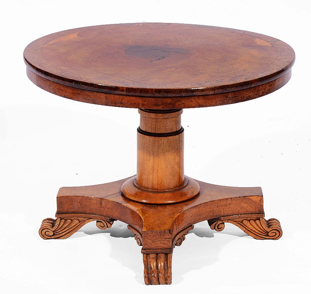 Appraisal: A VICTORIAN APPRENTICE MADE BURR WOOD MINIATURE DINING TABLE with